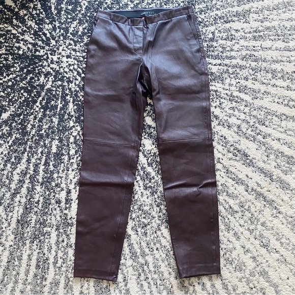 Theory Burgundy Leather Legging Pants Size 0 NWT - Picture 6 of 6